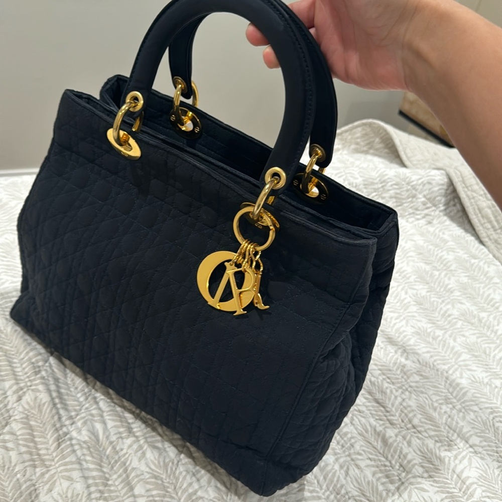 Christian Dior Black Nylon Lady Hand Bag